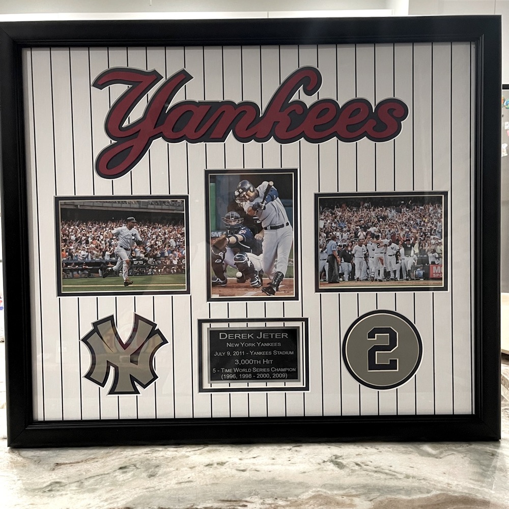 Derek Jeter 3000th hit. Custom framed.